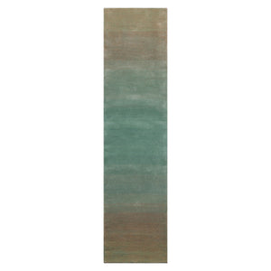 Runner Turquoise Color Hand Tufted Designer Rug Wool Modern & Contemporary Oriental Rug