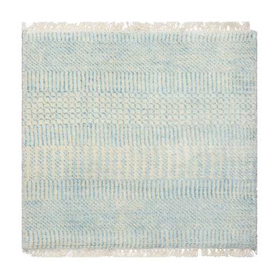 2x2 Ivory, Aqua, Color  Tibetan Wool and Bamboo Silk Modern Oriental Rug