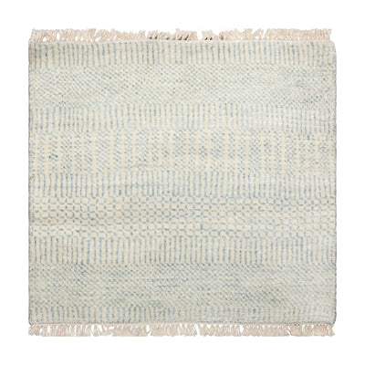 2x2 Ivory, Blue, Color  Tibetan Wool and Bamboo Silk Modern Oriental Rug
