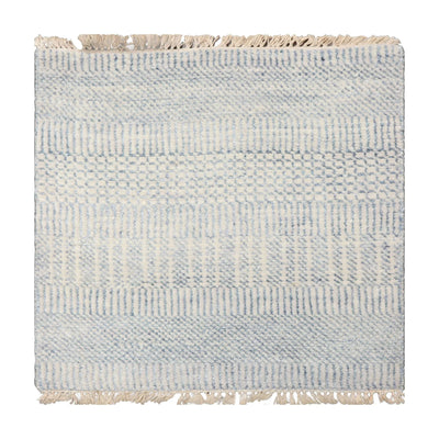 2x2 Ivory, Slate, Color  Tibetan Wool and Bamboo Silk Modern Oriental Rug