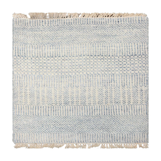 2'x2' Ivory Hand Knotted Tibetan Modern  Wool and Bamboo Silk Oriental Area Rug