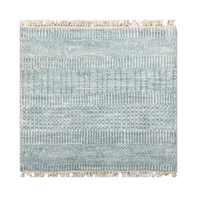 2x2 Ivory, Light Aqua, Color  Tibetan Wool and Bamboo Silk Modern Oriental Rug