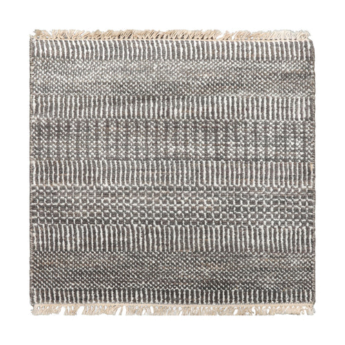 2x2 Ivory, Gray, Color  Tibetan Wool and Bamboo Silk Modern Oriental Rug