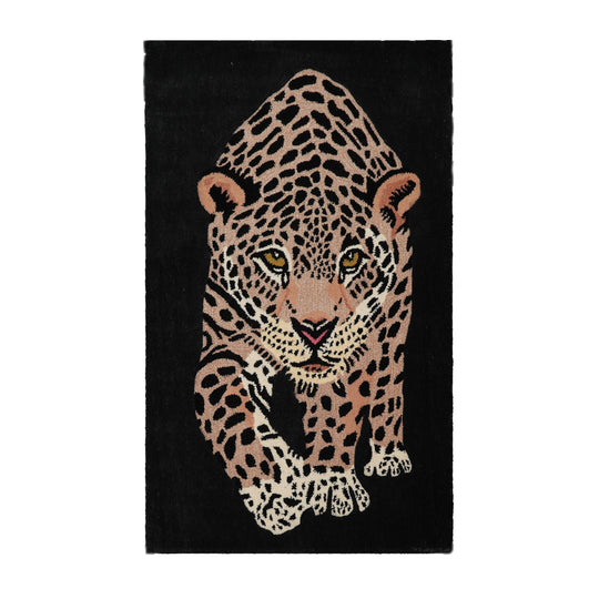 LoomBloom 3'x5' Charcoal Hand Tufted Novelty Modern Jaguar Wool Oriental Area Rug
