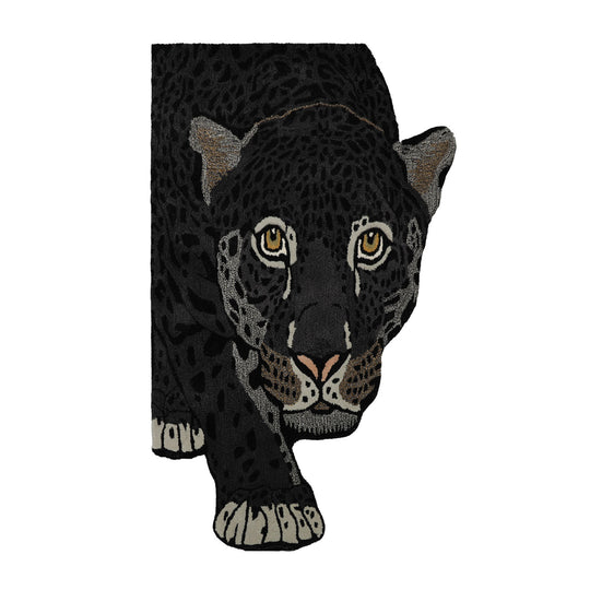 LoomBloom 3'x5' Charcoal Hand Tufted Novelty Modern Black Panther Wool Oriental Area Rug