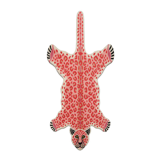 LoomBloom 3'x5' Red & Ivory Hand Tufted Novelty Modern Tiger Print Wool Oriental Area Rug