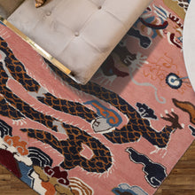 loomBloom 3x5 Pink Hand Tufted Pictorial Transitional Chinese Art Deco Dragon & Phoenix Wool Oriental Area Rug