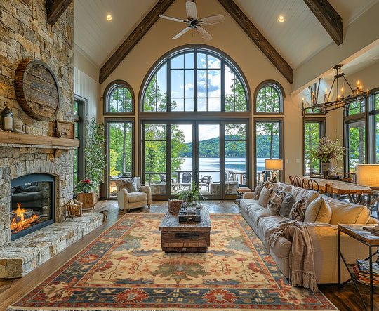 Multi Size Hand Knotted Wool Beige Oushak Arts & Crafts Plush Pile Rug