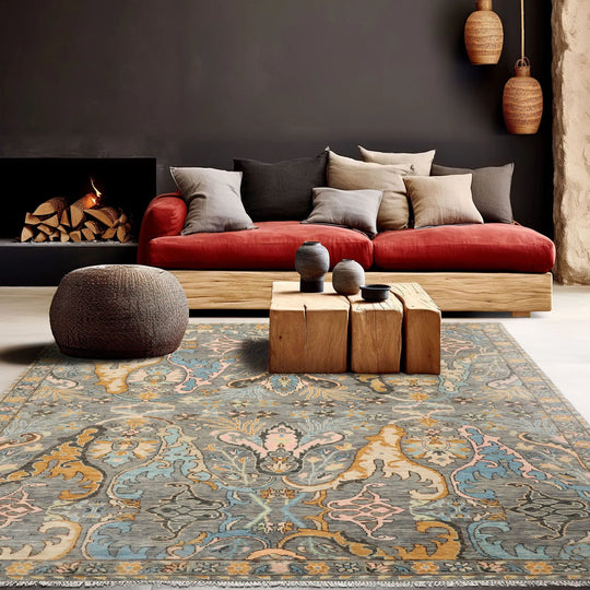LoomBloom Multi Sizes Gray Hand Knotted Transitional Oushak Arts & Crafts Wool Oriental Area Rug