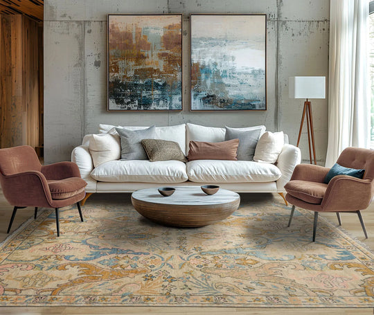 LoomBloom Multi Sizes Beige Hand Knotted Transitional Oushak Arts & Crafts Wool Oriental Area Rug