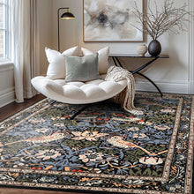 Multi Size Black Blue Ivory Color Hand Tufted William Morris Wool Arts & Crafts Oriental Rug