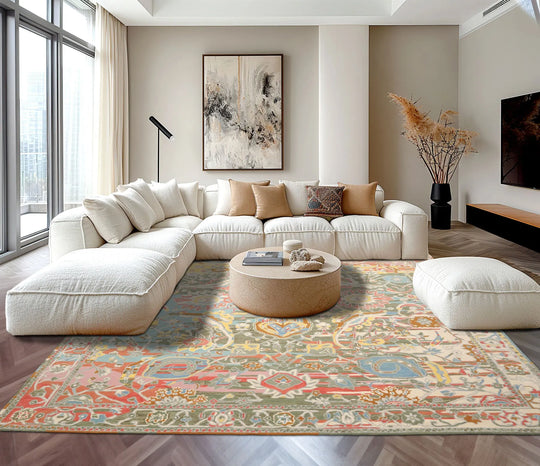 LoomBloom 8x10 Sage Hand Tufted Transitional Oushak Arts & Crafts Wool Oriental Area Rug