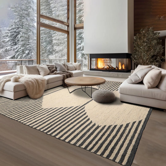 LoomBloom Multi Sizes Multi Color Oatmeal Hand Woven Flatweave Contemporary Geometric Wool Oriental Area Rug