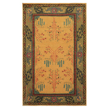 Multi Size Gold Pistacchio Raspberry Color Hand Tufted Donegal Wool Arts & Crafts Oriental Rug