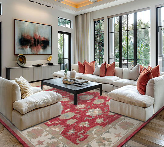 LoomBloom Multi Size Coral Hand Hooked Transitional Agra Wool Oriental Area Rug