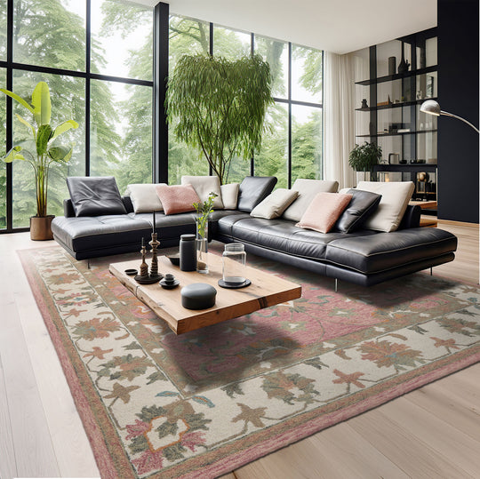 LoomBloom Multi Size Blush Hand Hooked Transitional Agra Wool Oriental Area Rug