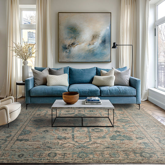 LoomBloom Multi Size Beige Hand Knotted Transitional Arts & Crafts Oushak Wool Oriental Area Rug