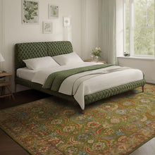 Multi Size Lime Ivory Turquoise Color Hand Tufted William Morris Wool Arts & Crafts Oriental Rug
