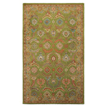 Multi Size Lime Ivory Turquoise Color Hand Tufted William Morris Wool Arts & Crafts Oriental Rug
