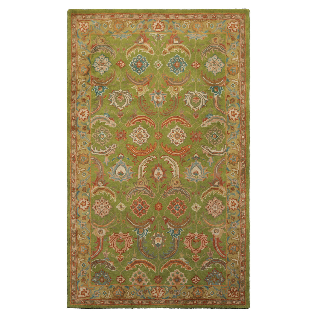 Multi Size Lime Ivory Turquoise Color Hand Tufted William Morris Wool Arts & Crafts Oriental Rug