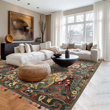 Multi Size Hand Tufted Wool Muted Teal, Green Handmade Boho Arts & Crafts Plush Pile Rug