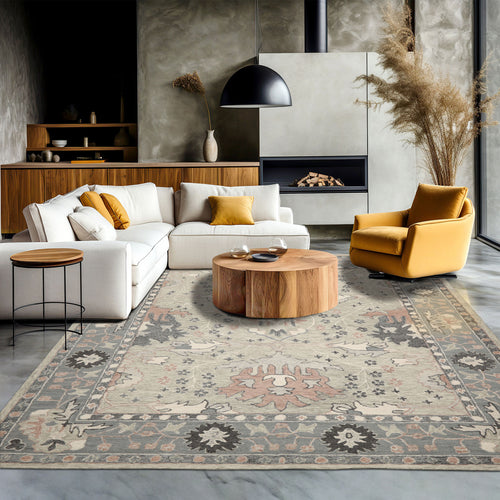 Multi Size Sage Beige Ivory Color Hand Hooked Handmade Wool Transitional Oriental Rug
