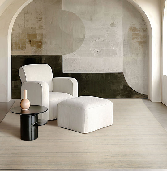 LoomBloom Multi Size Ivory Hand Loomed Contemporary Abstract Wool Oriental Area Rug