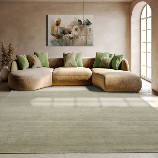 LoomBloom Multi Size Moss Hand Loomed Contemporary Solid Wool Oriental Area Rug