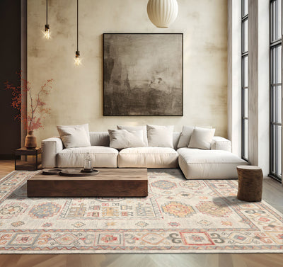 2x3 Beige Gray Rust Color Hand Tufted Oriental Wool Transitional Oriental Rug
