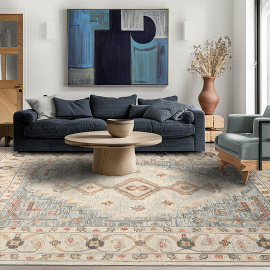 LoomBloom Multi Size Ivory Hand Tufted Traditional Arts & Crafts Wool Oriental Area Rug