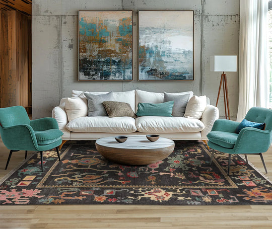 LoomBloom 8'x10' Blue Hand Knotted Arts & Crafts Oushak Transitional  Wool Oriental Area Rug