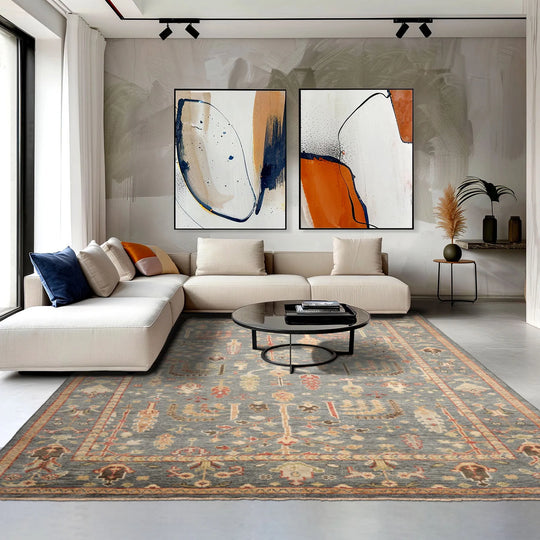 LoomBloom Multi Size Slate Hand Knotted Arts & Crafts Oushak Traditional  Wool Oriental Area Rug