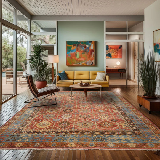 LoomBloom Multi Size Burnt Orange Hand Knotted Arts & Crafts Oushak Transitional Geometric Wool Oriental Area Rug