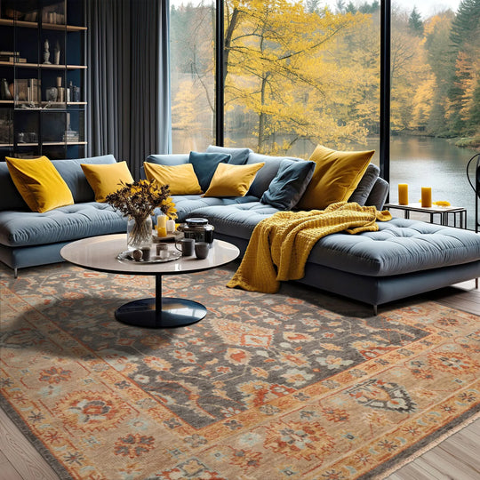 LoomBloom Multi Size Slate Hand Knotted Arts & Crafts Oushak Traditional  Wool Oriental Area Rug