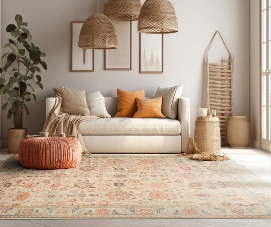 LoomBloom Multi Size Beige Hand Knotted Arts & Crafts Oushak Traditional  Wool Oriental Area Rug