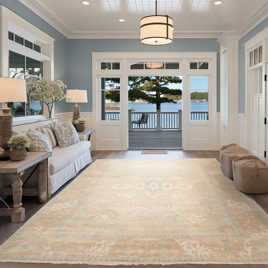 LoomBloom Multi Sizes Gray Hand Knotted Oushak Traditional Stone Wash Wool Oriental Area Rug