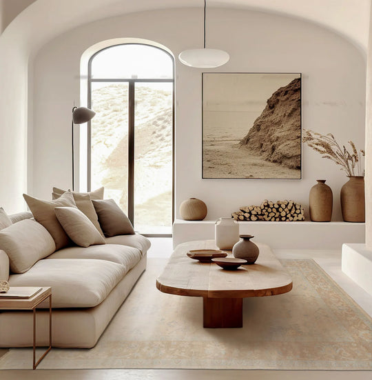 LoomBloom Multi Sizes Beige Hand Knotted Oushak Traditional Stone Wash Wool Oriental Area Rug