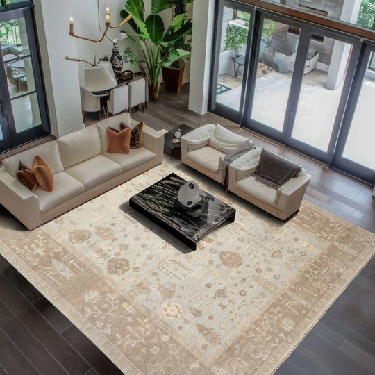 LoomBloom Multi Sizes Sage Hand Knotted Oushak Traditional Stone Wash Wool Oriental Area Rug