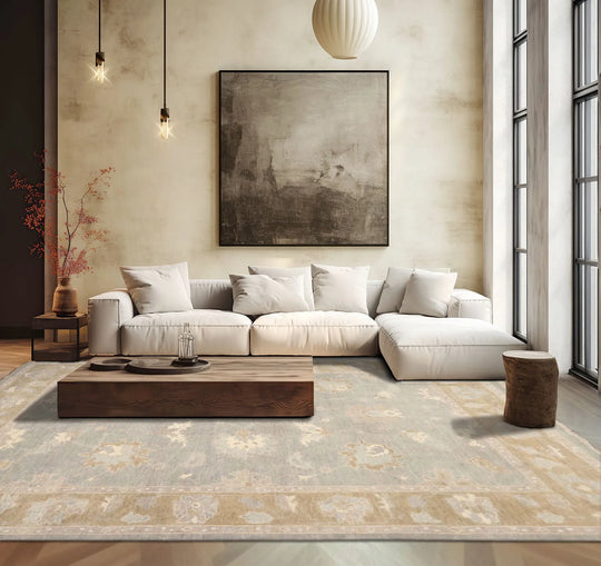 LoomBloom Multi Sizes Gray Hand Knotted Oushak Traditional Stone Wash Wool Oriental Area Rug