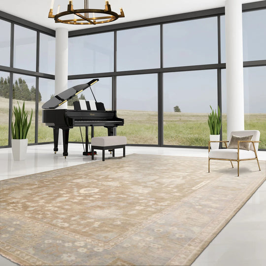 LoomBloom Multi Sizes Blue Hand Knotted Oushak Traditional Stone Wash Wool Oriental Area Rug