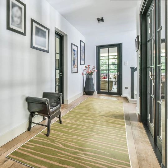 2'7''x9'10" Runner Lime Hand Knotted Graphic Modern & Contemporary Michaelian & Kohlberg Tibetan Wool Oriental Area Rug