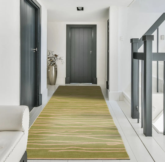 2'8''x9'10" Runner Lime Hand Knotted Graphic Modern & Contemporary Michaelian & Kohlberg Tibetan Wool Oriental Area Rug