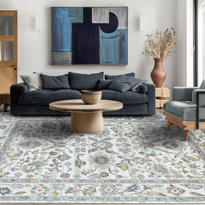 Multi Size Ivory Gray Blue Color Hand Tufted Handmade Wool Modern & Contemporary Oriental Rug
