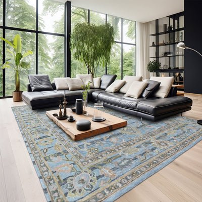Multi Size Aqua Gray Brown Color Hand Tufted Handmade Wool Modern & Contemporary Oriental Rug