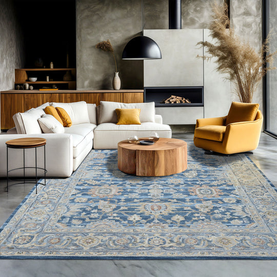 loomBloom Multi Size Blue Hand Tufted Handmade Modern & Contemporary Floral Wool Oriental Area Rug