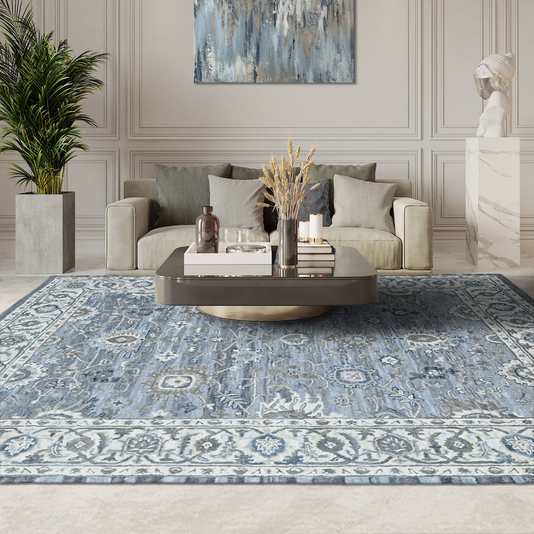 Multi Size Light Blue Gray Beige Color Hand Tufted Handmade Wool Modern & Contemporary Oriental Rug