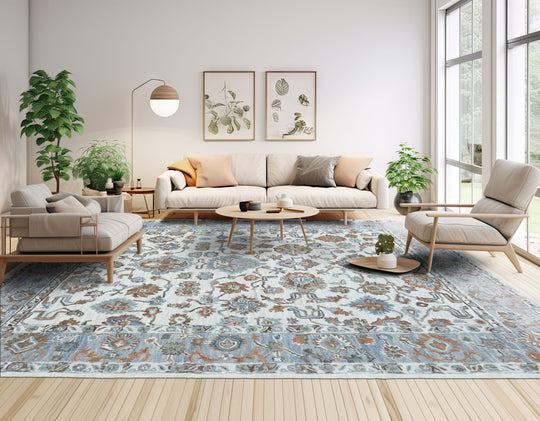 loomBloom Multi Size Beige Hand Tufted Handmade Modern & Contemporary Floral Wool Oriental Area Rug