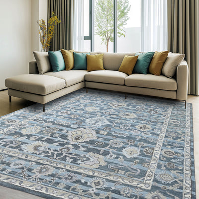 Multi Size Blue Aqua Gray Color Hand Tufted Handmade Wool Modern & Contemporary Oriental Rug