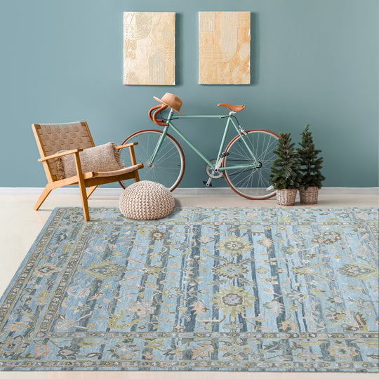 loomBloom Multi Size Blue Hand Tufted Handmade Modern & Contemporary Floral Wool Oriental Area Rug