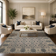 8x10 Gray, Beige, Blush Color Hand Knotted  Wool Transitional Oriental Rug